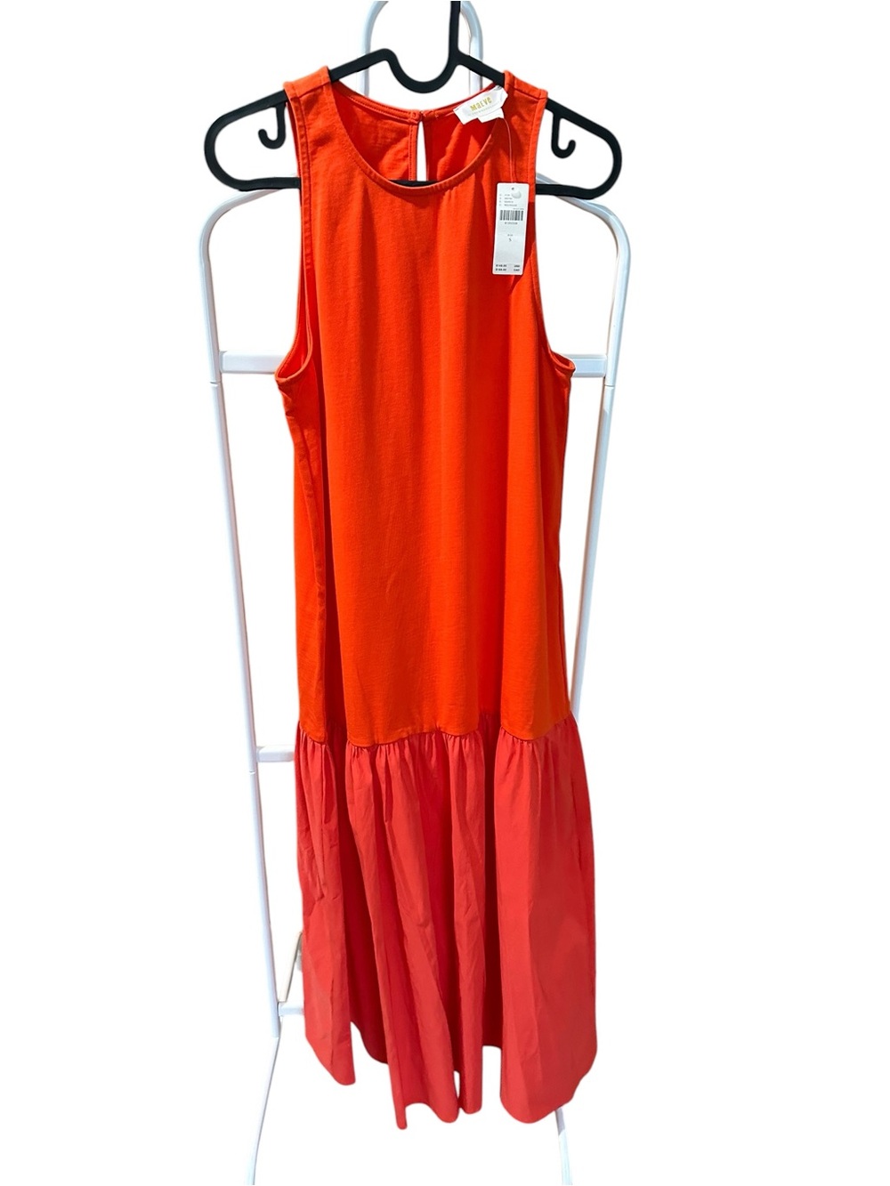 Anthropologie Orange and Coral Asymmetrical Tiered Dress